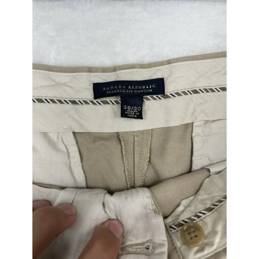 Banana Republic Chino Pants Mens 36x30 Khaki Beige Slim Fit Dawson
